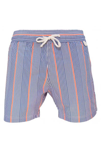 Montauk - Stripes | Maillot Short de bain homme bleu blanc orange